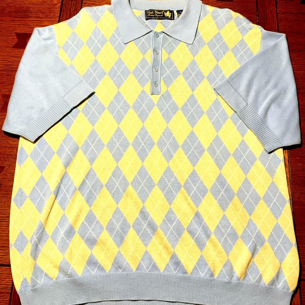 VINTAGE Nat Nast Original Argyle Shirt/Sweater - 100% Peruvian Cotton